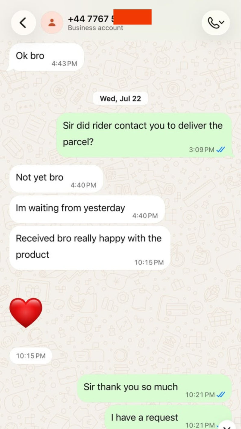 WhatsApp customer review