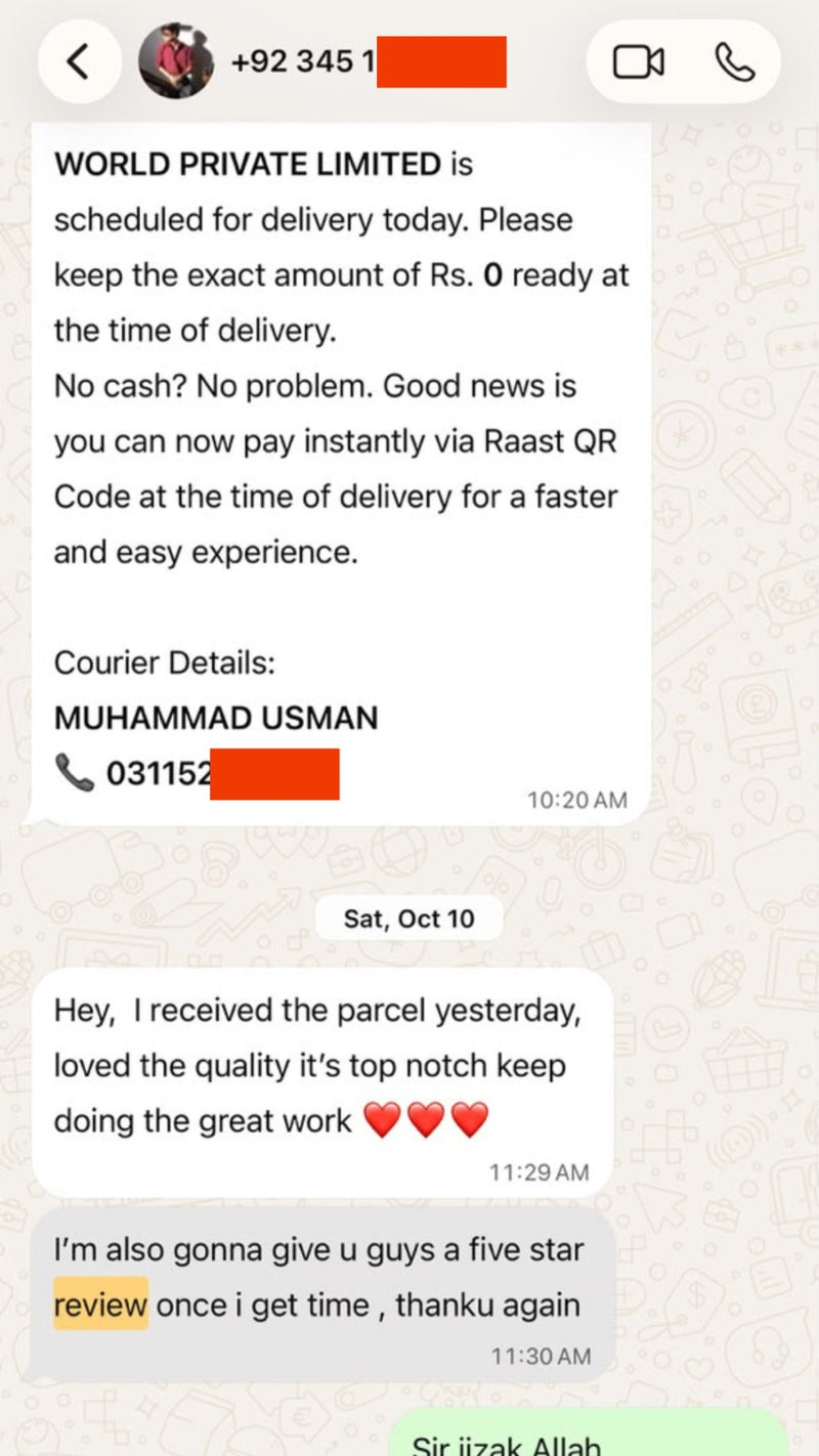 WhatsApp customer review