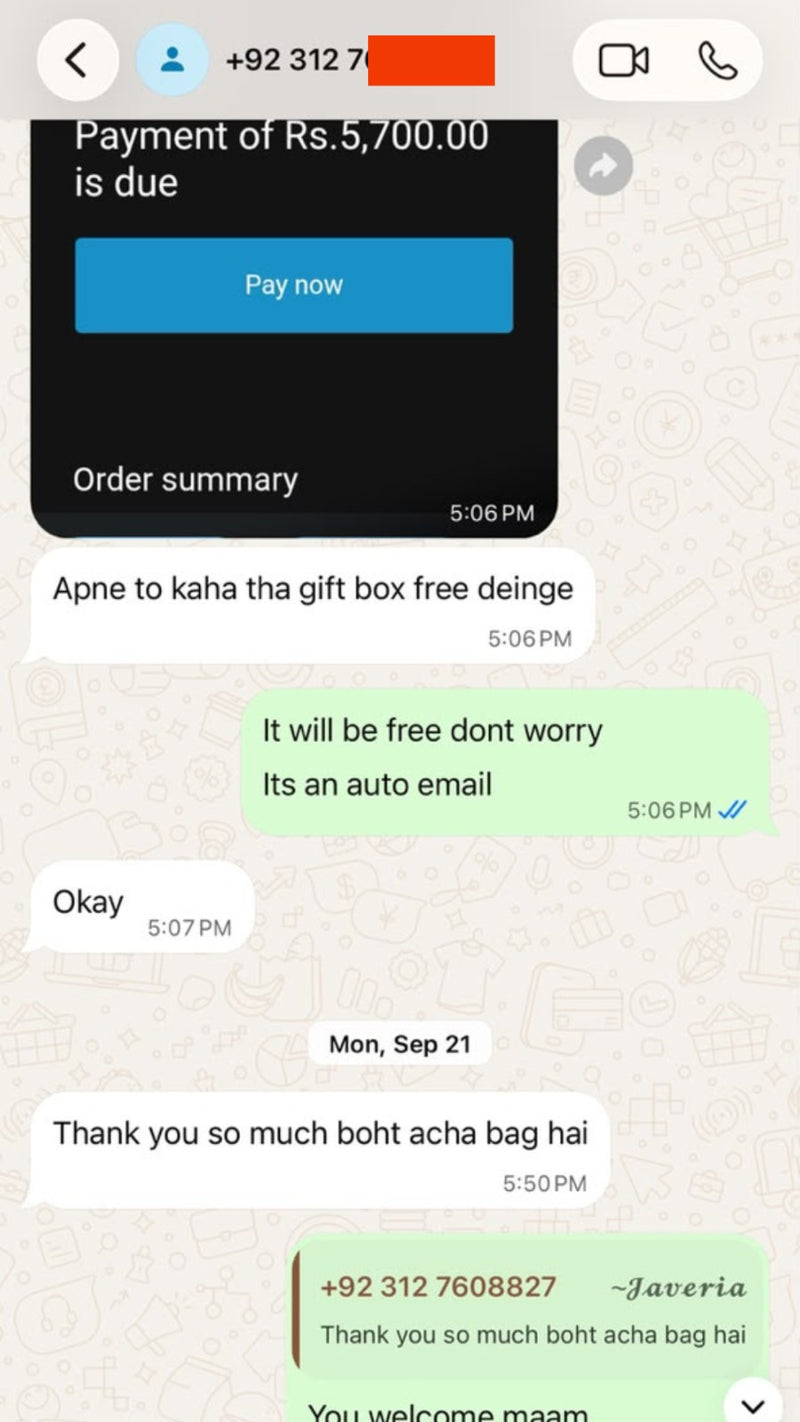 WhatsApp customer review